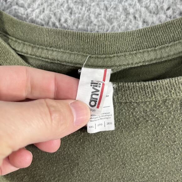 Grateful Dead Steal Your Face T Shirt Mens 2XL Olive Green Graphic Logo Tee Y2K - Picture 3 of 6